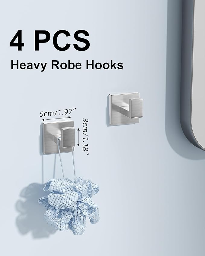 Square Brushed Bathroom Hardware Set 10-Piece with 16 Inch Sleek Towel Bars, Towel Ring, Toilet Paper Holders and Towel Hooks|Warm-Tone Bathroom Fixtures