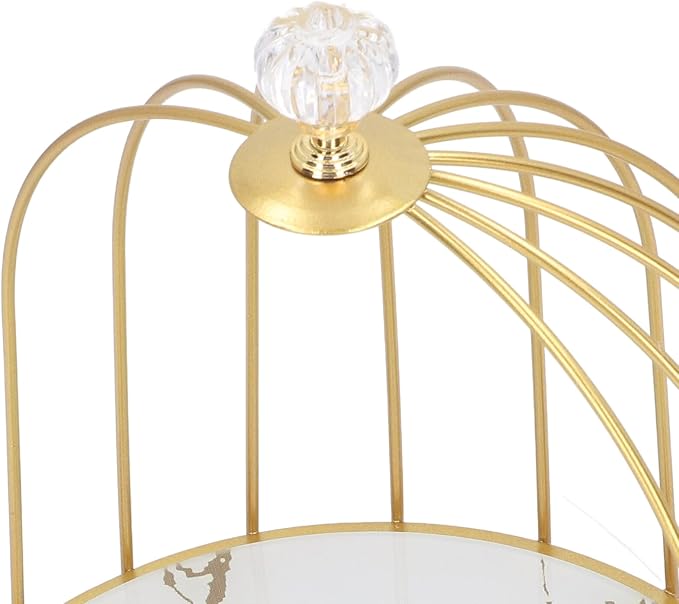 TOPINCN Cosmetics Organizer Shelf, Bathroom Desktop Metal Storage Holder for Makeup and Skincare, Bird Cage Gold Frame, 1 Tier Vanity Jewelry Display Tray for Bathroom Bedroom (White
