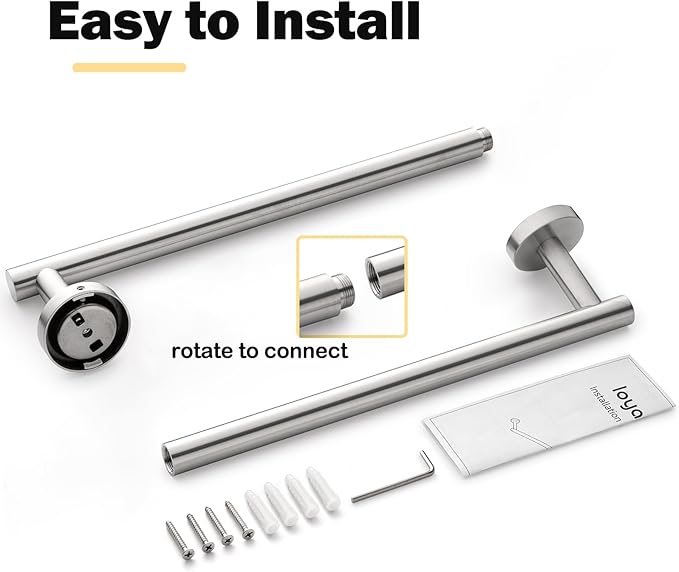 Bath Towel Bar, 20 Inch Towel Racks for Bathroom Wall Mounted, Heavy Duty Bathroom Towel Holder Organizer, Stainless Steel Modern Home Decor Towel Rod, Brushed Nickel
