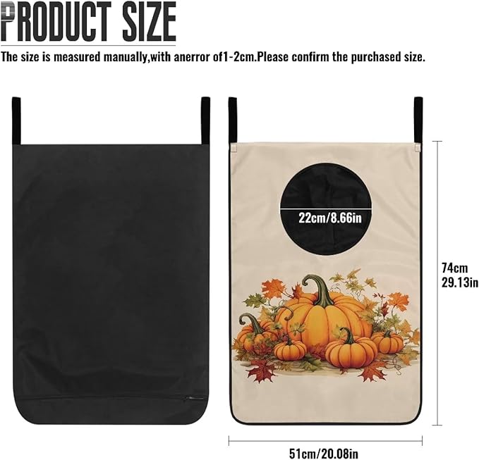 ZOUTAIRONG Hanging Laundry Hamper Clothes Basket Over The Door Laundry Hamper Bag Storage Organizers for Kids Bedroom Dorm Closet Hampers, Thanksgiving Pumpkin