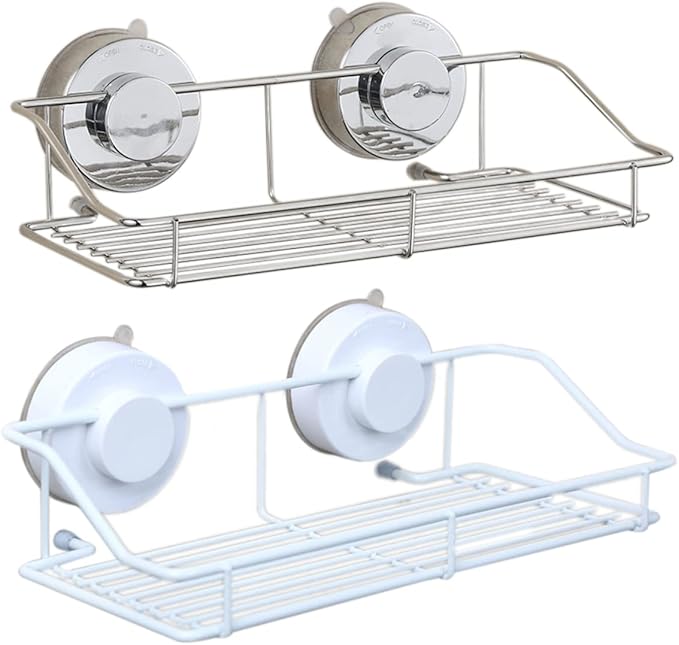 Cabilock Wall Mounted Bathroom Shelf Cups White Storage Organizer for Kitchen and Bathroom Wire Rack for Items Easy to Install and Clean