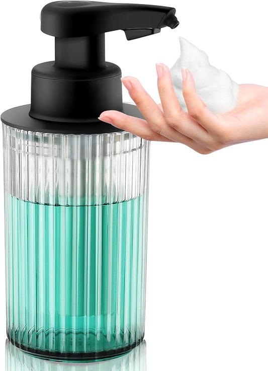 Automatic Soap Dispenser Foaming Touchless: 9oz Black Plastic - Rechargeable Electric Smart Auto Foam Soap Dispenser - Hand Dish Bathroom Kitchen