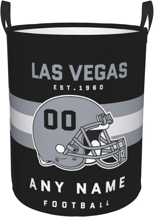 Custom Las Vegas Laundry Hamper - Personalized Football Style Laundry Basket - Customized Name And Number - Dirty Clothes Hamper Waterproof Large Capacity Hamper for Bedroom Bathroom Living Room