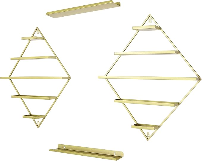 4PCS Nail Polish Storage Racks, 5-Tier Wall-Mounted Metal Cosmetic Display Case Makeup Organizer Wall Shelf for Home Spa Nail Salon Perfume Lipstick (Gold)