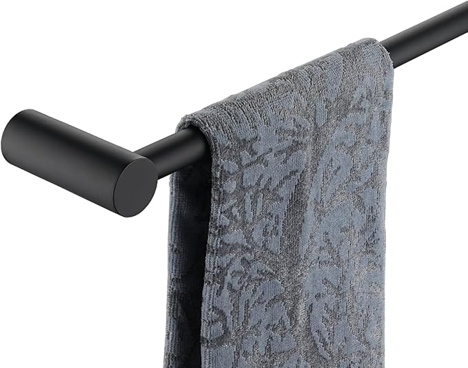 JQK Towel Bar Black, 14.5 Inch 304 Stainless Steel Thicken 0.8mm Towel Rack Bathroom Wall Mount, Useable Length 12 Inch, TB610L12-PB