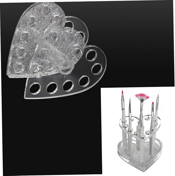 1pc Cosmetic Brush Holder Manicure Pen Holder Paint Brush Display Stand Makeup Pen Stand Makeup Brush Rack Nail Pen Stand Gold Pen Holder Stand for Nail Pen Nail Brush Heart-shaped
