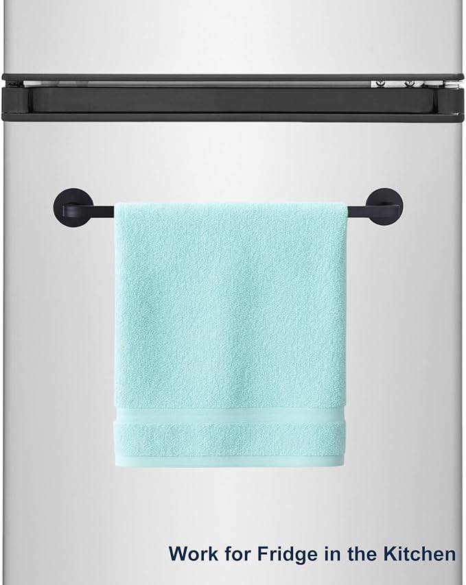 14 Inch Magnetic Towel Holder for Refrigerator, Heavy Duty Magnetic Towel Bar for Kitchen Dishwasher, Oven, Fridge, Washing Machine, Strong Magnet, Rustproof Aluminum, Black, Pack of 1