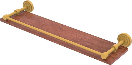 Allied Brass DT-1-22-GAL-IRW-SGL Dottingham Collection 22 Inch Solid IPE Ironwood Shelf with Gallery Rail, Spanish Gold