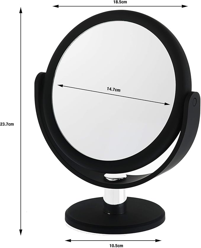 Danielle Creations Soft Touch Black Round Vanity Mirror, 10X Magnification (Pack of 2)