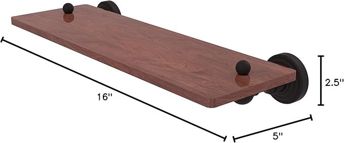 Allied Brass WP-1-16-IRW Waverly Place Collection 16 Inch Solid IPE Ironwood Wood Shelf, Oil Rubbed Bronze
