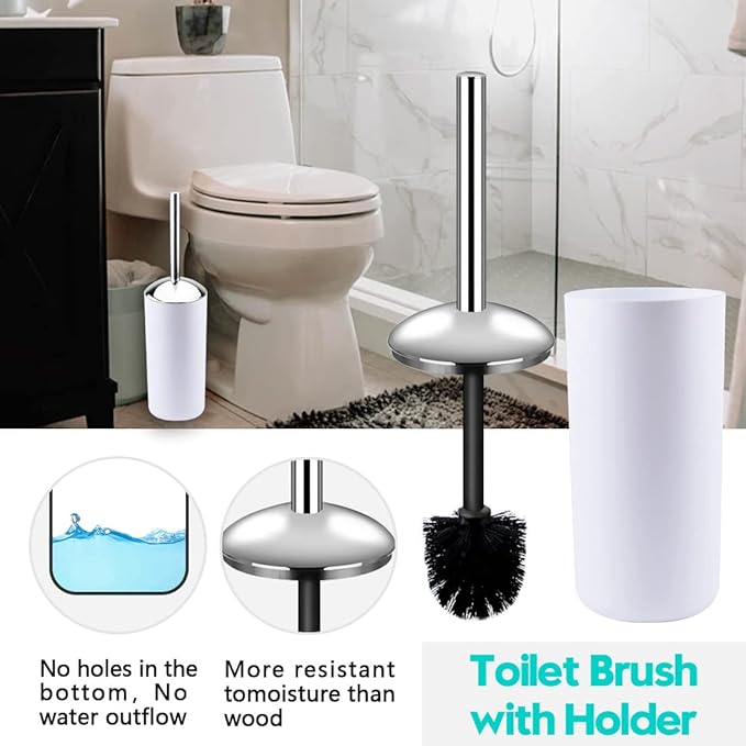 Papillon 6-Piece Bathroom Organization Set, Toothbrush Holder with Cup, Soap Dispenser & Dish, Toilet Brush, Trash Can, Tumbler Set (White)