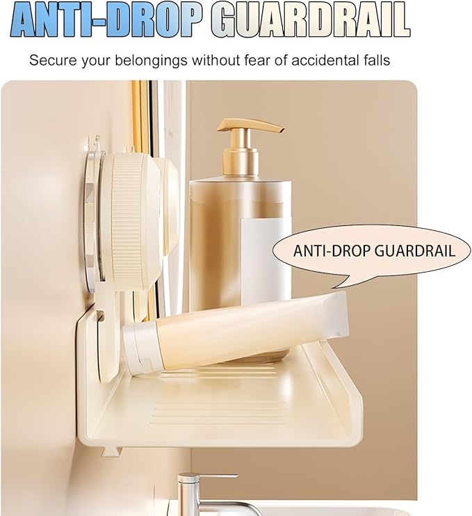 Minimalist Style Bathroom Shelves, Suction Cup Storage Rack with Drainage Design, High Load Capacity(30cm/11.8in)