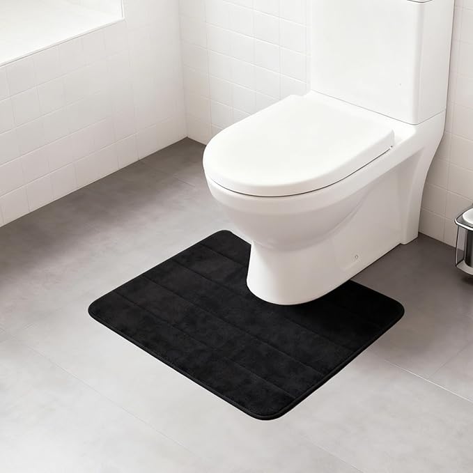 23 Pcs Bathroom Set with Shower Curtain and Rugs Black Bathroom Accessory Set, Shower Curtain with Liner, Memory Foam Bathroom Rugs, Toilet Brush, Trash Can, Soap Dispenser, Countertop Set