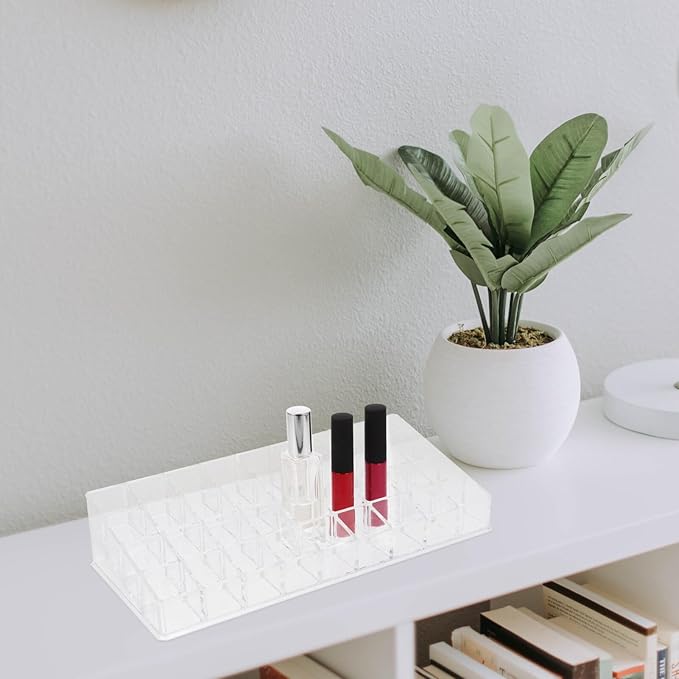 Cabilock Transparent Lipstick Organizer Capacity Storage Rack for Makeup Brushes and Lip Gloss Practical Cosmetic Display Case for Bathroom Vanity