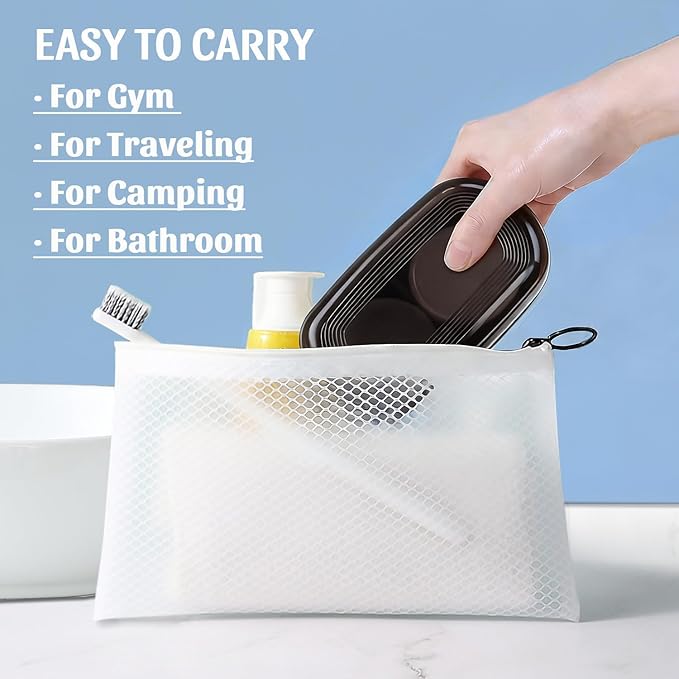 OZNER Travel Soap Case for Two Bars, Leak Proof Shampoo Bar Holder Compatible with Kitsch Bars, Soap Container with Drainage Layer for Bathroom, Camping, and Gym, Easy to Clean (Black)