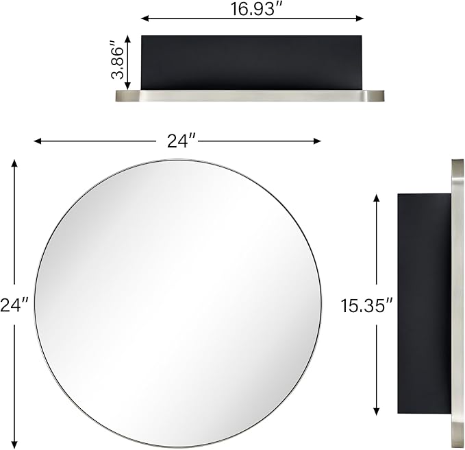 Surface Mount Brushed Nickel Round CircleBathroom Medicine Cabinet with Mirror Circlular Shaped Stainless Steel Metal Framed Medicine Cabinets Bathroom Cabinet with Mirror 24'' Diameter