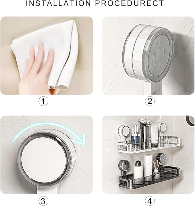 Suction Cup Storage Shelf for Bathroom Wasy Installation Bathroom Organizers Storage Rack Suitable for All Smooth Wall