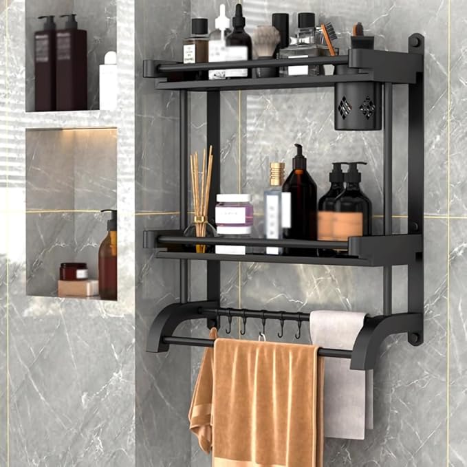 Bathroom Shelves,Bathroom Floating Shelves,Wall Mounted Shelving,Wall Decor and Organizer for Bathroom,Living Room, Kitchen