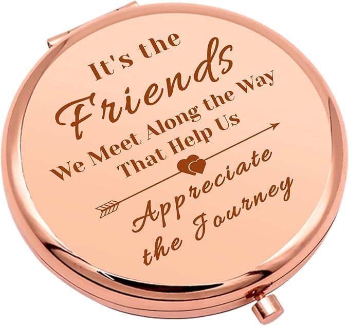 Friends Gifts for Girls Rose Gold Compact Mirror for Best Friends Sister Bestie Friendship Gifts for Women Graduation Present for Her Folding Makeup Mirror Christmas Birthday Present