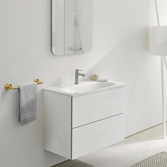 JunSun Bathroom Towel Bar 12 Inch Brushed Gold Towel Racks Wall Mount Bath Hand Towel Holder Modern Home Decor Towel Rod Bathroom Hardware Stainless Steel Towel Hanger Gold Towel Rail Single Towel Bar