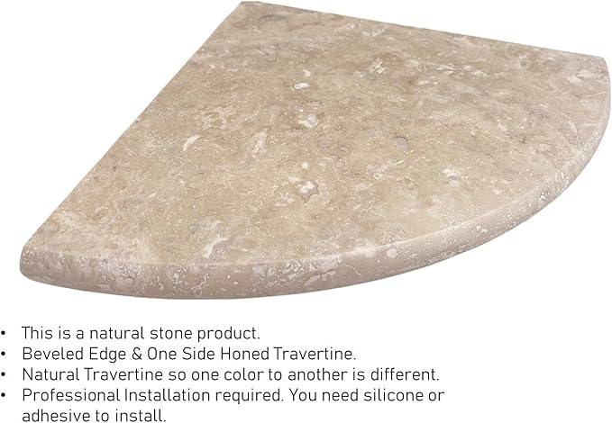 Tenedos Premium Quality Durango Cream Filled and Honed Ivory Light Travertine Bathroom Corner Shower Shelf 9'' (Pack of 2)