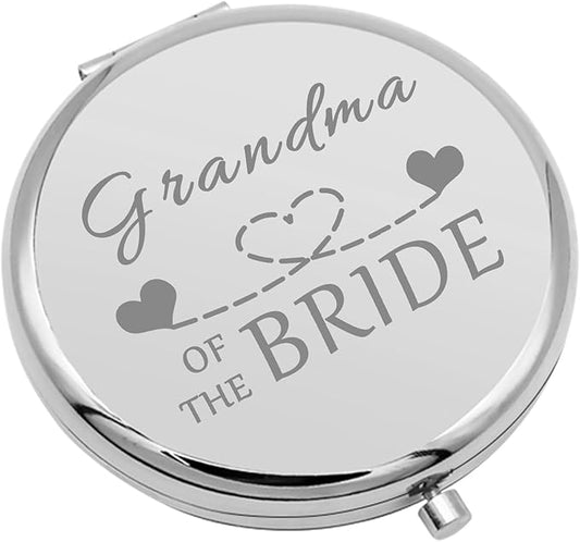 Grandma of The Bride Gifts Wedding Party Gifts Travel Makeup Mirror Grandmother Wedding Gift from Bride Bridal Shower Gifts Grandma Gift Portable Makeup Mirror Christmas Thanksgiving Gift(Silver)