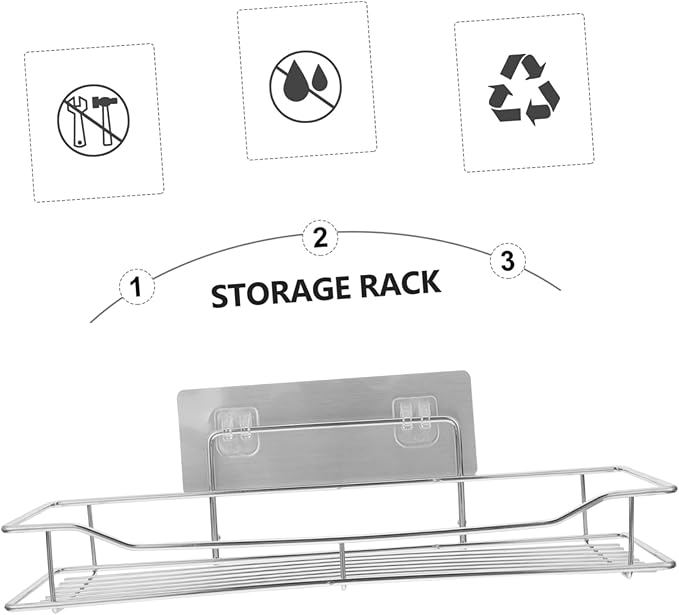 Healifty 1Set Nail Wall Mounted Kitchen Storage Rack Rustproof Stainless Steel Shelf for Toiletries and Kitchen Essentials Space Saving Design for Home Bathroom and Office Use