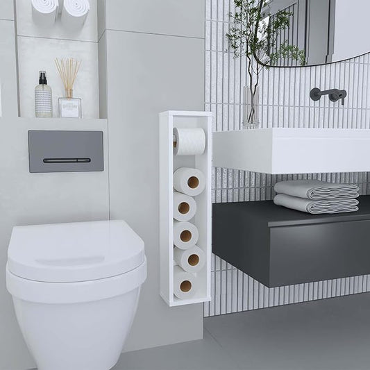 HomeStock Bathroom Shelf - 28" Tall 2-Tier White Storage Organizer