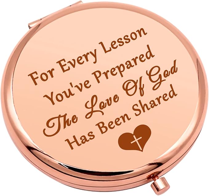 School Teacher Gifts Teacher Appreciation Gift Compact Mirror Teacher Gifts for Women Christian Gift for Her Thank You Gift for Teacher Folding Makeup Mirror Graduation Birthday Gifts