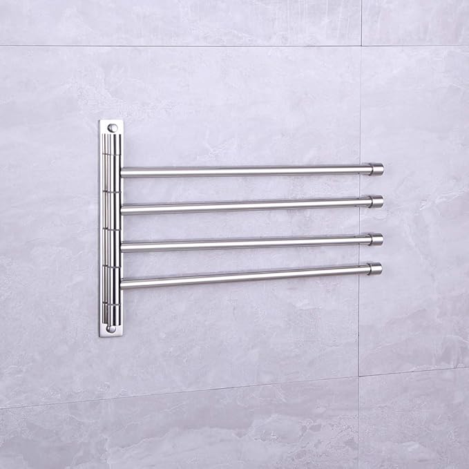 Towel Holder Swing Out Towel Bar Stainless Steel Bathroom Hand Towel Rack 4-Bar Folding Arm Swivel Hanger Wall Mount Polished Finish