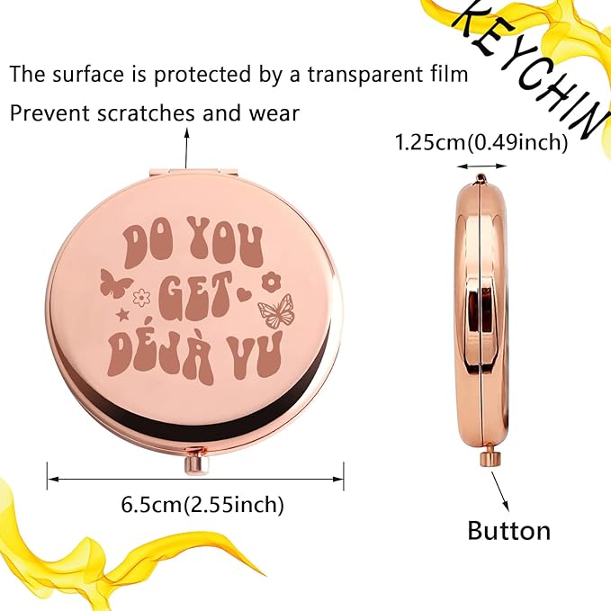 KEYCHIN Music Album Pocket Mirror Singer Fans Gifts Do You Get Deja Vu Music Song Lyrics Compact Makeup Mirror for Women Girls Teenagers (Deja Vu -RG)