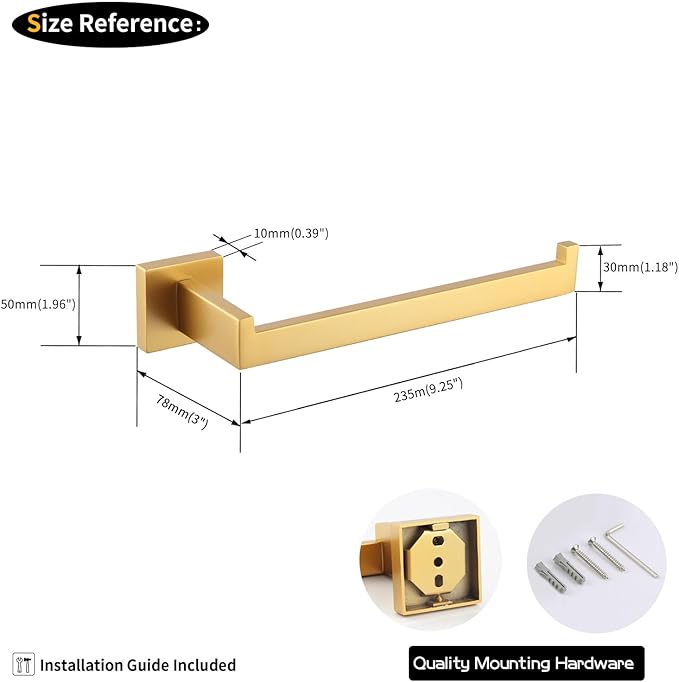 GERZWY Gold Stainless Steel Towel Ring Bathroom Hardware Hand Towel Holder for Bath Wall Mounted FG1606-BE