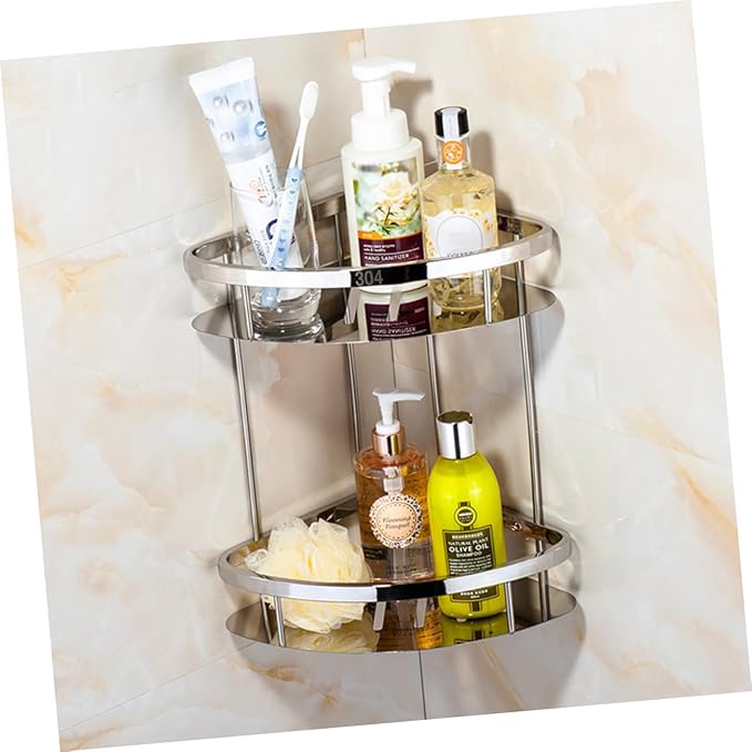 Ciieeo Bathroom Shelves Wall Mounted Storage Holder Stainless Steel Corner Shelf Triangle Storage Rack