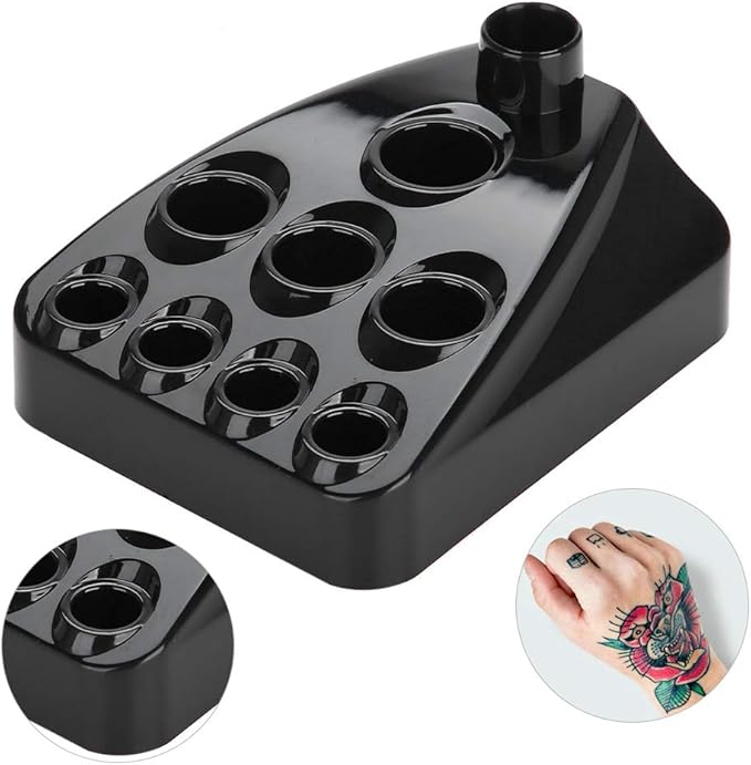 Pen Holder Stand & Ink Cup Holder, Semi Permanent Makeup Tool Ink Rack with Pigment Storage Tray, Artist Drawing & Supply Organiser