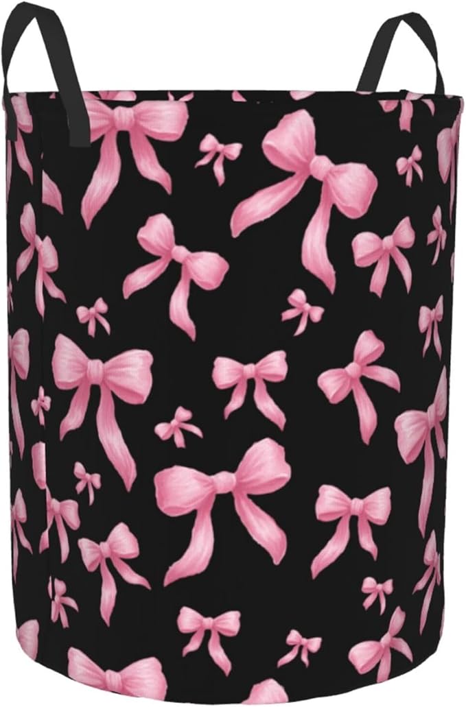 Bow Laundry Basket Storage Bin Foldable Laundry Hamper Clothes Storage Bucket Organizer 19.6x15.7 Inch For Laundry Room/Bedroom/Bathroom