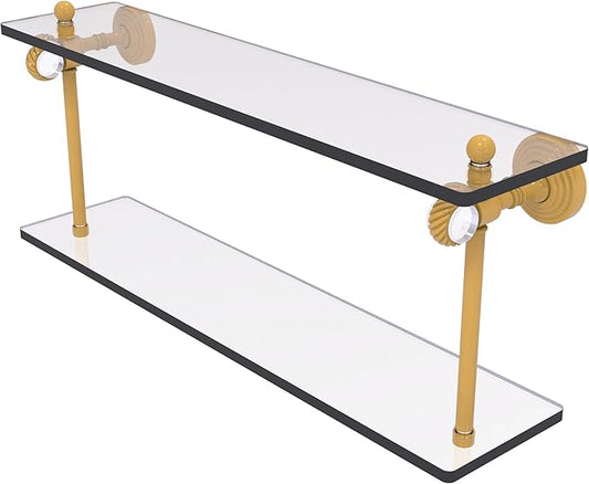 Allied Brass PG-2T-22-SGL Pacific Grove Collection 22 Inch Two Tiered Glass Shelf with Twisted Accents, Spanish Gold