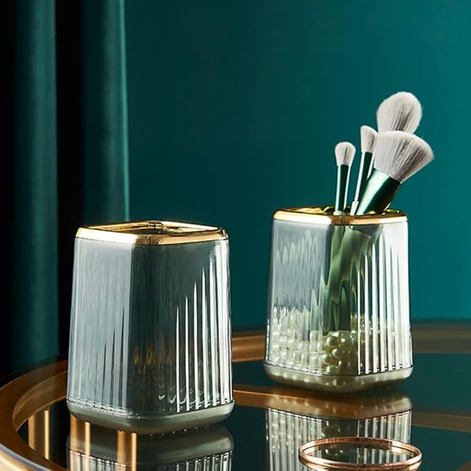 Makeup Brush Cup Holder Organizer for Vanity, Acrylic Clear Make Up Brushes Holders Container Storage with 3 Colors Available, Pen Pencil Holder Cosmetic Cup for Office Desktop Bathroom Countertop