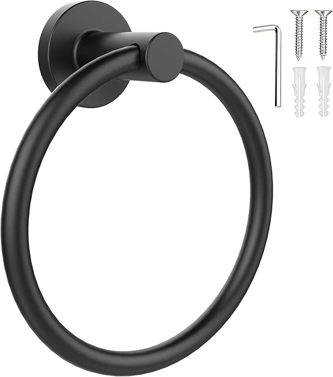 SetSail Towel Holder for Bathroom Wall Matte Black Towel Ring Stainless Steel Hand Towel Holder Heavy Duty Towel Hanger for Bath, Kitchen