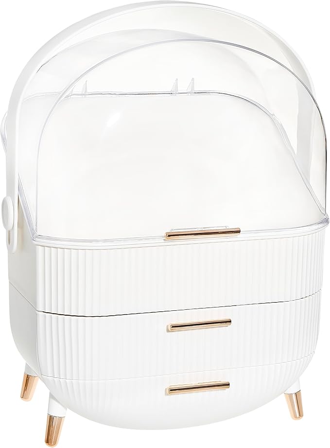DwellStudio Dustproof Makeup Organizer for Cosmetics and Skincare - Stylish Storage Solution for Your Beauty Essentials
