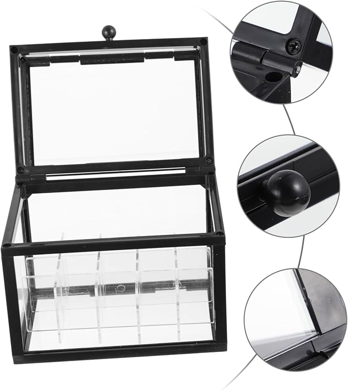 Lipstick Holder Plastic Lip Gloss Organizer Makeup Organizer Lipstick Display Stand with Lid Black