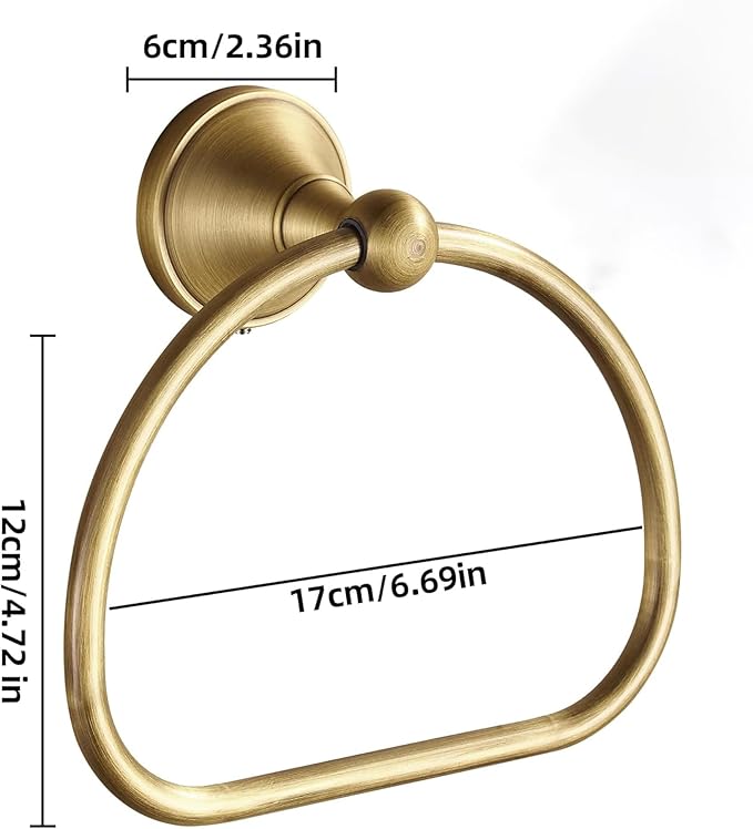 Brass Towel Ring,Antique Hand Towel Holder,Bathroom Antique Brass Hanger Towel Holder for Bathroom Wall Mounted Rustic Bath Accessories Half Round