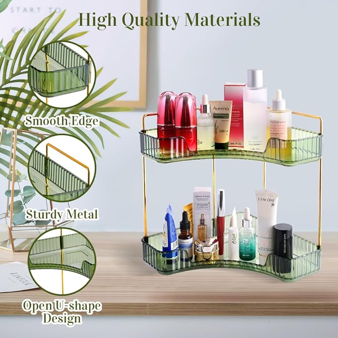 Multifunctional Shelf 2-Tier Corner Bathroom Counter Organizer, Skincare Makeup Organizer Shelf ，Corner Storage Organizers for Bathroom Vanity Table Kitchen