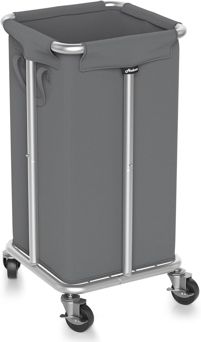 Hodonas 115L Laundry Basket with Wheels, 30 Gal. Rolling Laundry Hamper, Removable and Machine Washable Liner, Steel Frame, Tall Laundry Cart for Laundry Room, Bedroom, Bathroom, Dorm Storage -Gray