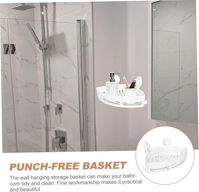 Bathroom Organizer Over Toilet Storage Basket Adhesive Triangular Toiletry Shelf Household Corner Rack