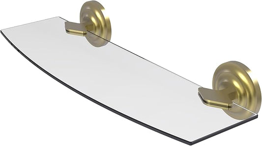 Allied Brass QN-33/18 Que Collection 18 Inch Glass Shelf, Satin Brass