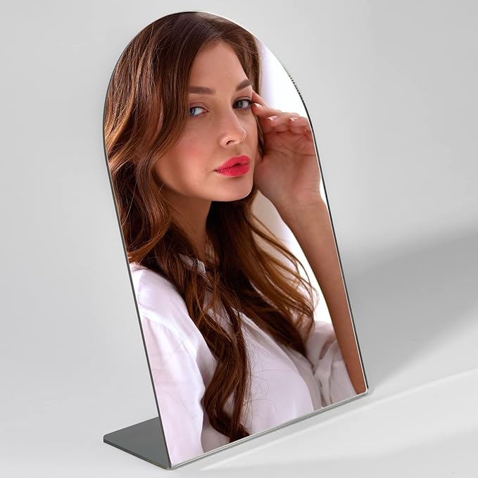 Table Mirror for Desk Vanity Mirrors Makeup Organizer Mirror Unbreakable Mirrors Travel Makeup Mirrorss, Portable Countertop Mirro Bathroom Shaving Make Up Mirro for Counter, Bedroom, Bathroom, Dorm