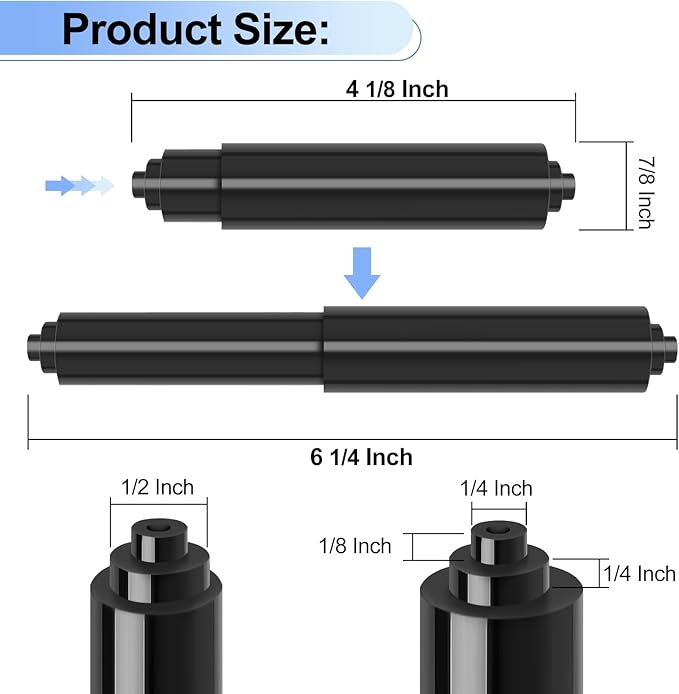 Rindion 4 Pack Toilet Paper Holder Spring Rod, Black Toilet Paper Roller Replacement, Plastic Toilet Paper Holder Replacement Rod