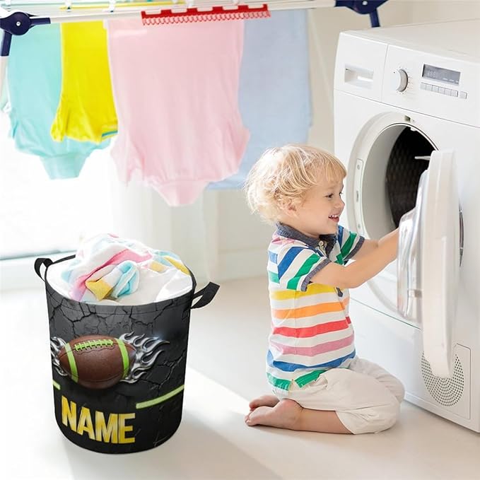 Personalized Rugby Laundry Hamper Custom Name Funny Dirty Clothes Laundry Basket Portable Storage Basket For Home Bathroom Family Football Lovers Xmas Birthday (style 8)