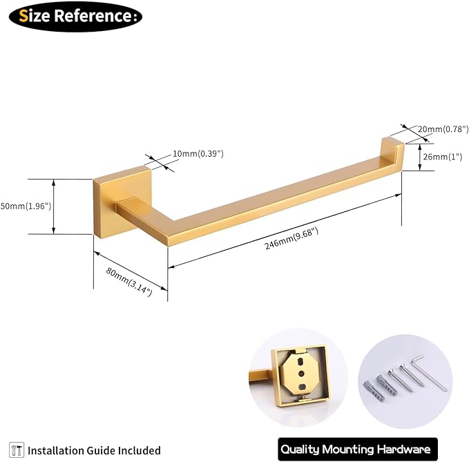 GERZWY Gold Stainless Steel Hand Towel Holder Modern Bathroom Towel Ring Wall Mounted IG1806-BE