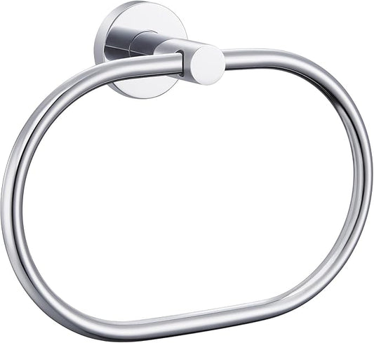 Angle Simple Towel Ring, Stainless Steel Swivel Hand Towel Holder Rack Hanger for Bathroom Kitchen Wall, Chrome
